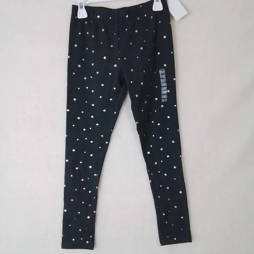 OshKosh Cotton Blend Leggings Size‎ 10 Dark Gray w/ Rose Gold Stars